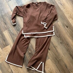 Wide Leg Knit Sweater Set - Size Small